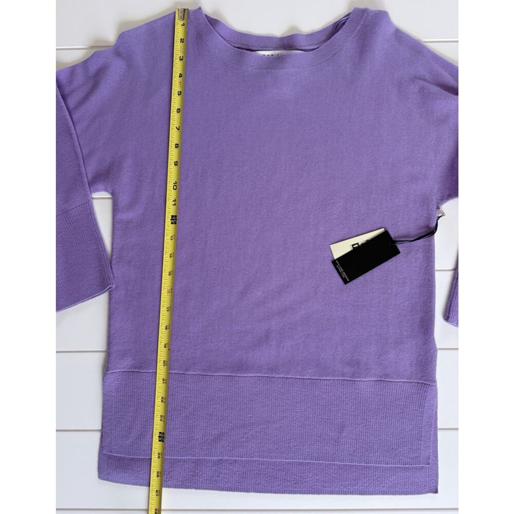 Max Studio 100% Merino Wool Lightweight Sweater Purple Dolman Sleeve Career M - Picture 12 of 13